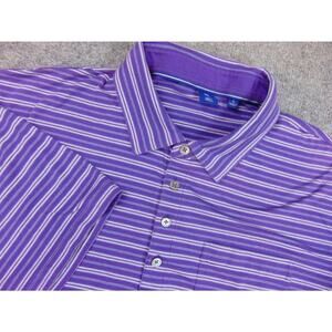 FootJoy 1857 Polo Shirt Mens Large Purple Striped Golf Performance Short Sleeve‎